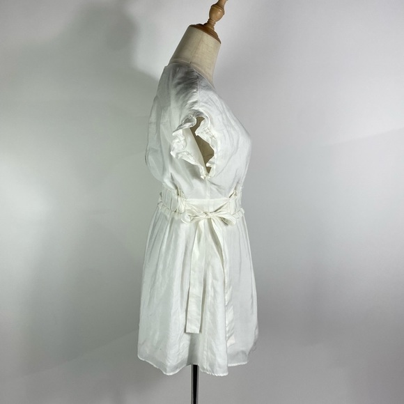 ZARA White V-neck Side Tie Mini Dress Womens Small - Picture 6 of 10